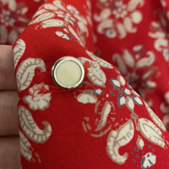 Sophia+Zeke Girls Red Floral Blouse, Youth Size L - Picture 6 of 7